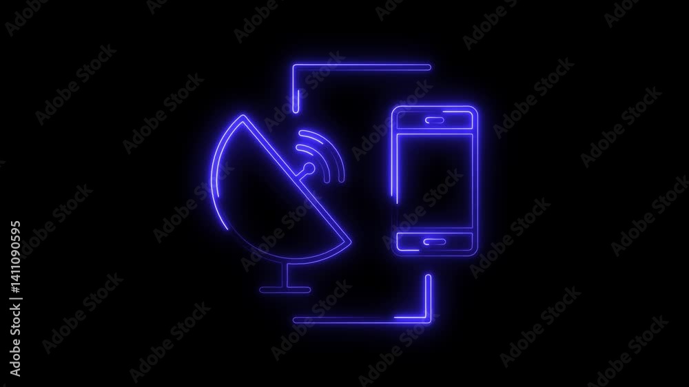Glowing neon communications icon 4k isolated on black background. HD Video motion graphic animation Glowing neon communications icon 4k isolated on black background. HD Video motion graphic animation
