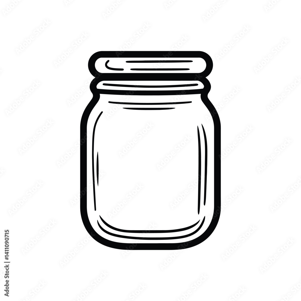 Outline Jar Design with Transparent Background and Thick Black Strokes Outline Jar Design with Transparent Background and Thick Black Strokes