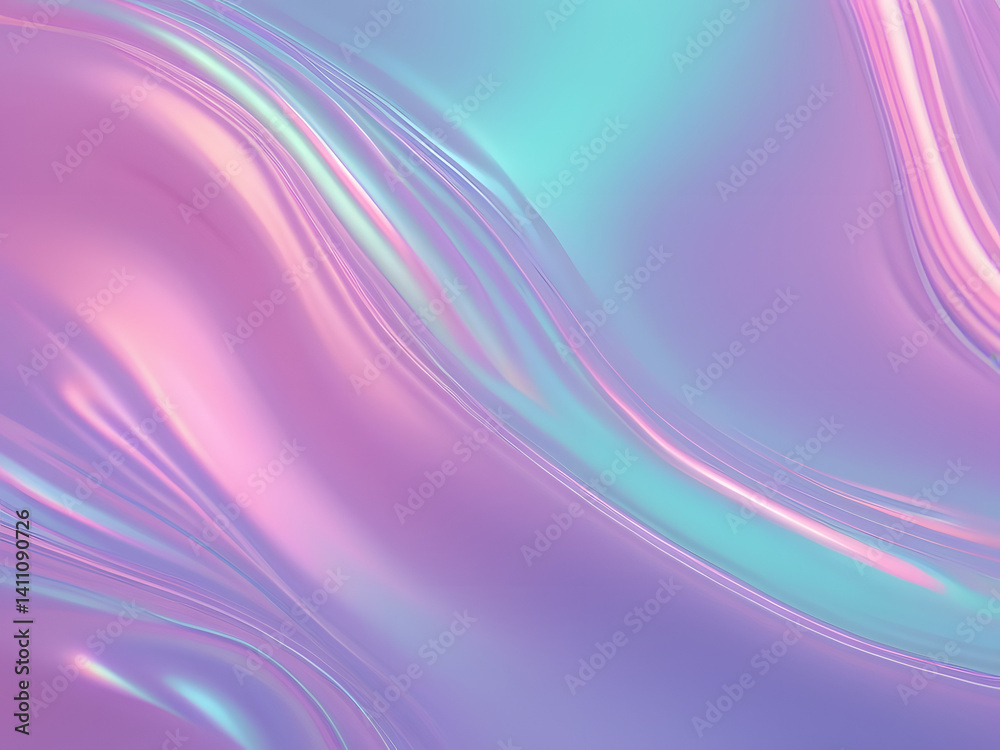 Naklejka premium Pastel colored holographic background. Abstract trendy holographic background. Real texture in pale violet, pink and mint colors with scratches and irregularities vaporwave foil holography 1980 2019 8