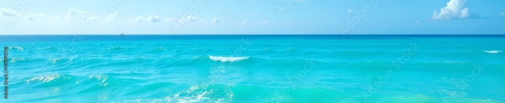 Fototapeta premium Bright blue ocean with small waves and clear skies, outdoors, abstract