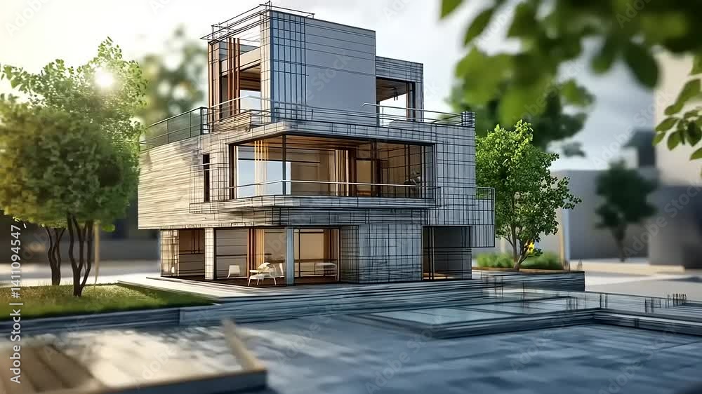 Modern House Architectural Design: A 3D Model Rendering Modern House Architectural Design: A 3D Model Rendering