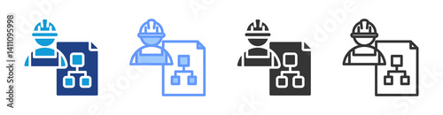 Subcontracting icon set multiple style collection