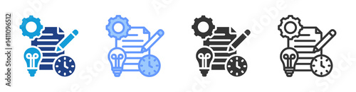 Planning Method icon set multiple style collection
