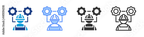 Management Capacity icon set multiple style collection