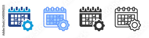 Project Schedule icon set multiple style collection