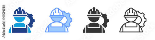 Project Contractor icon set multiple style collection
