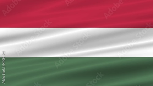 flag of hungary realistic wave 4K, seamless animated background