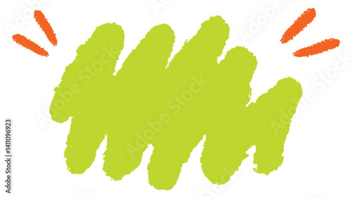 手描きクレヨンタッチの落書きフレーム/グリーン