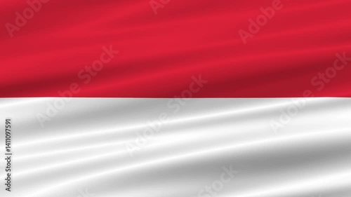 flag of Indonesia realistic wave 4K, seamless animated background