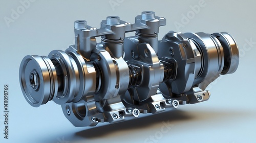 High-Precision  Industrial Metal Gear Pump 3D Render