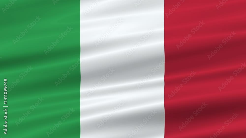 flag of Italy realistic wave 4K, seamless animated background