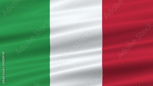 flag of Italy realistic wave 4K, seamless animated background