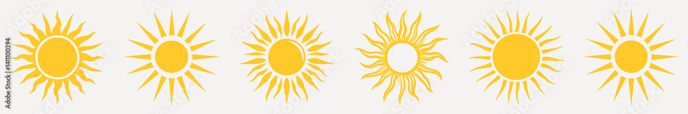 Naklejka premium Vintage sun illustrations collection element vector set