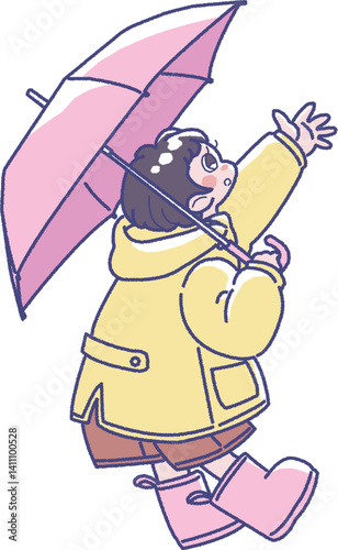 傘をさす女の子のイラスト