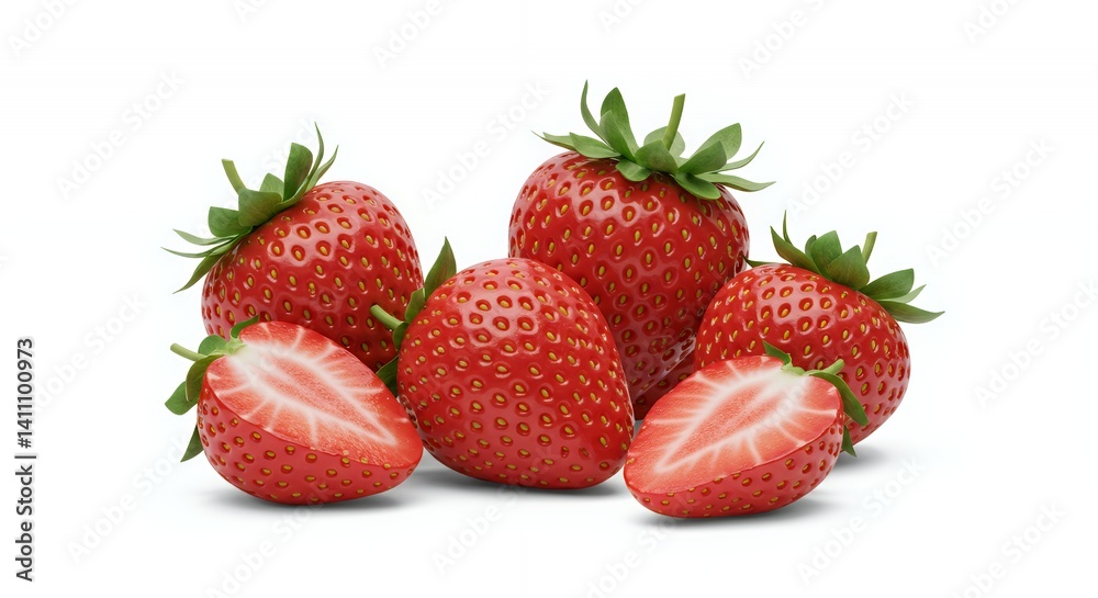 Ripe Red Strawberries Isolated on White Background Ripe Red Strawberries Isolated on White Background