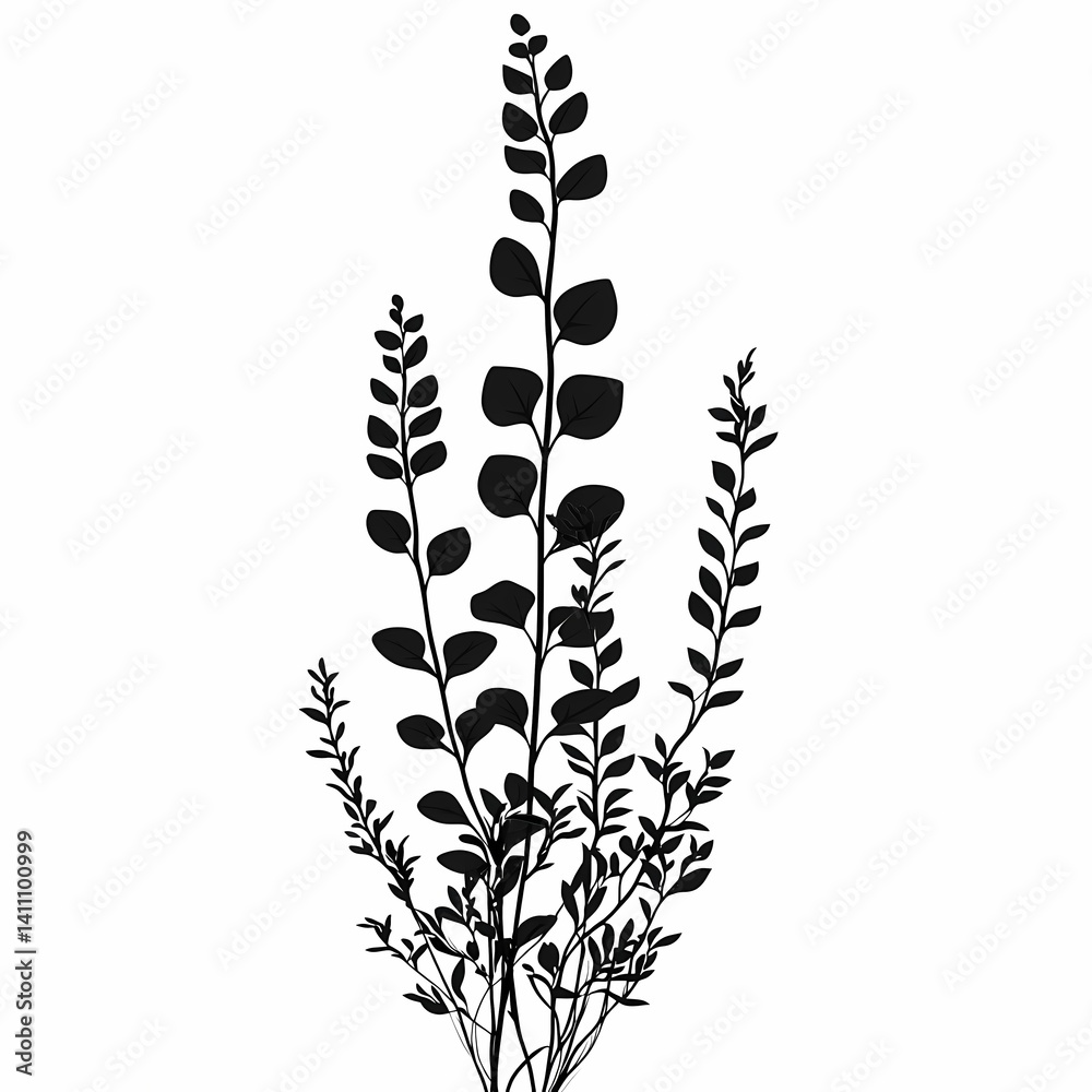 Monochrome Botanical Leaf Silhouettes. Elegant Nature Vector Design for Creative Artwork Monochrome Botanical Leaf Silhouettes. Elegant Nature Vector Design for Creative Artwork