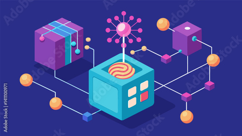 A research article on artificial intelligence includes a 3D model representation of a neural network demonstrating the complex algorithms used in machine learning.. Vector illustration