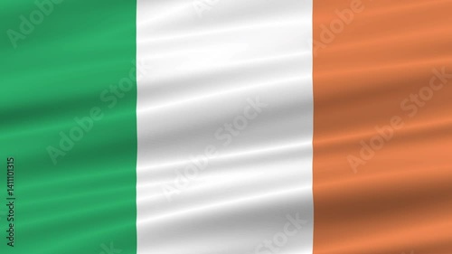 flag of Ireland realistic wave 4K, seamless animated background