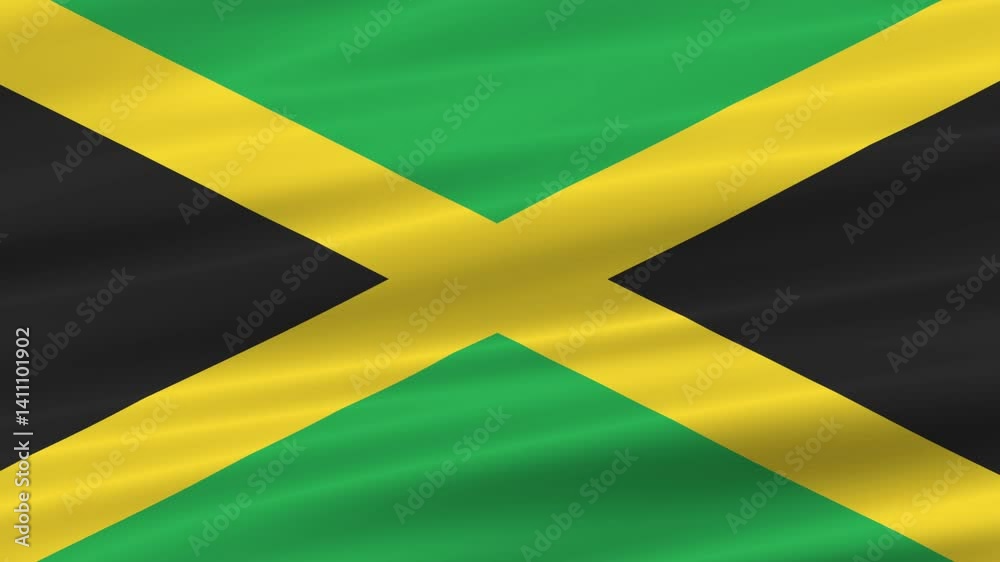 flag of Jamaica realistic wave 4K, seamless animated background