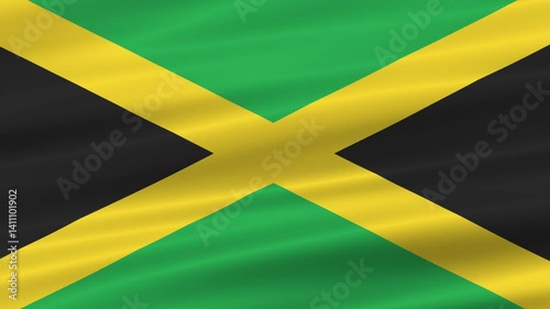 flag of Jamaica realistic wave 4K, seamless animated background