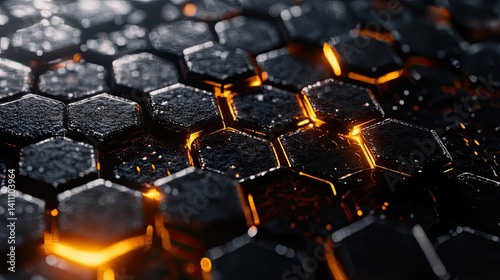Extreme Macro View of Graphene Surface with Technical Lighting Effects