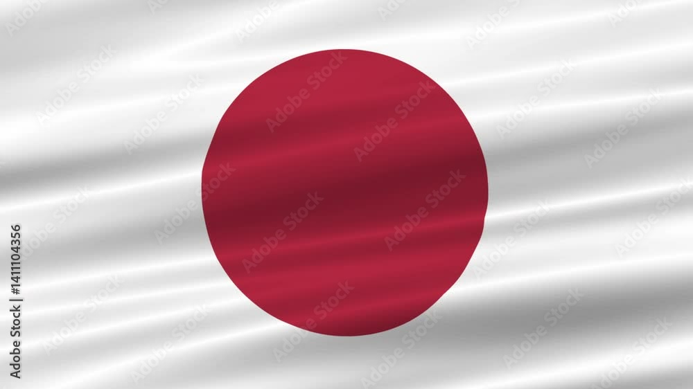 flag of Japan realistic wave 4K, seamless animated background