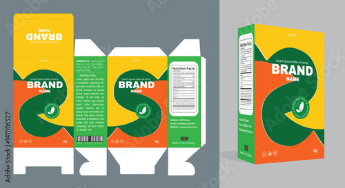 Supplements and Cosmetic box design, Package design template, box outline, Box Packaging design, Label design, healthcare label, packaging vector, realistic mock-up.