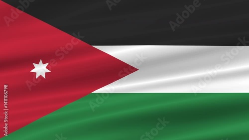 flag of Jordan realistic wave 4K, seamless animated background