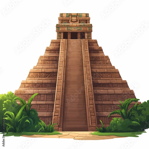 Ancient Maya Pyramid Ruins. Stone Temples Amidst Lush Jungle Scenery - Explore Sacred Historical Sites in a National Park Adventure photo