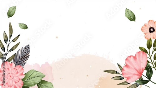 Flower corner frame appearing composition for wedding and valentine