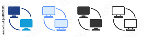 Computer Network icon set multiple style collection