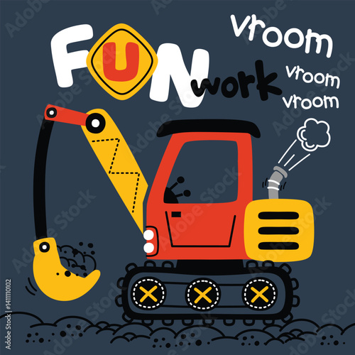 Cartoon excavator with 