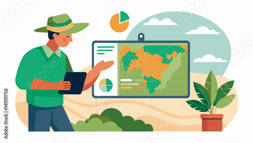 By analyzing historical data stored in the digital map farmers can identify patterns and trends in soil nutrient levels allowing for better longterm planning.. Vector illustration