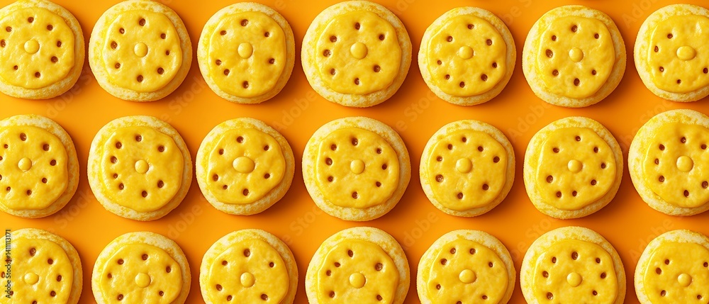 Round Cookies on Orange Surface Round Cookies on Orange Surface