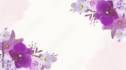 Flower corner frame appearing composition for wedding and valentine