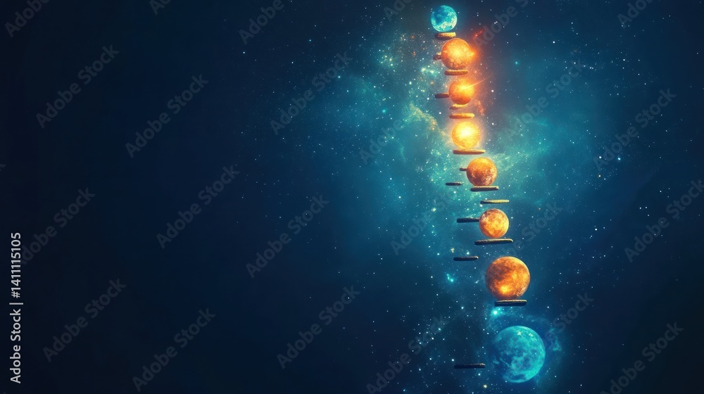 Obraz premium Cosmic Journey Through Celestial Bodies in Space