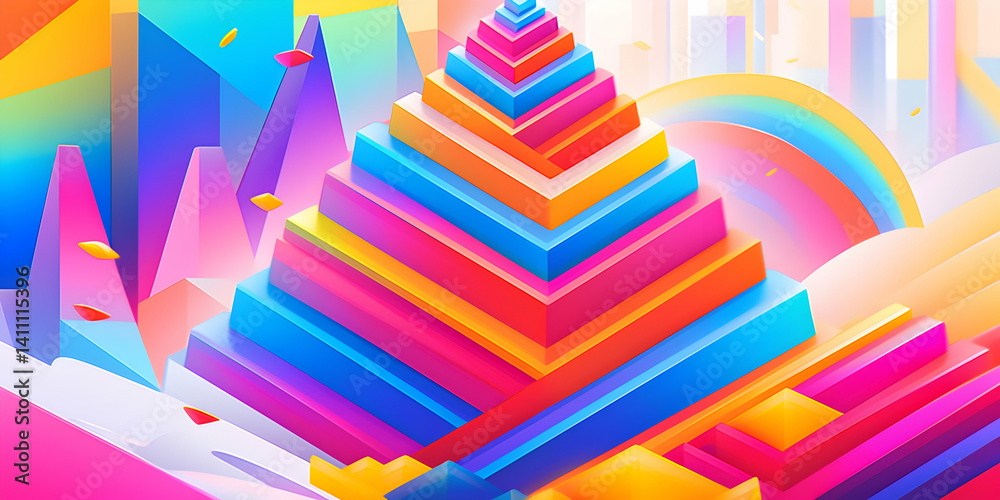 Vibrant 3D Pyramid Abstract Background Vibrant 3D Pyramid Abstract Background