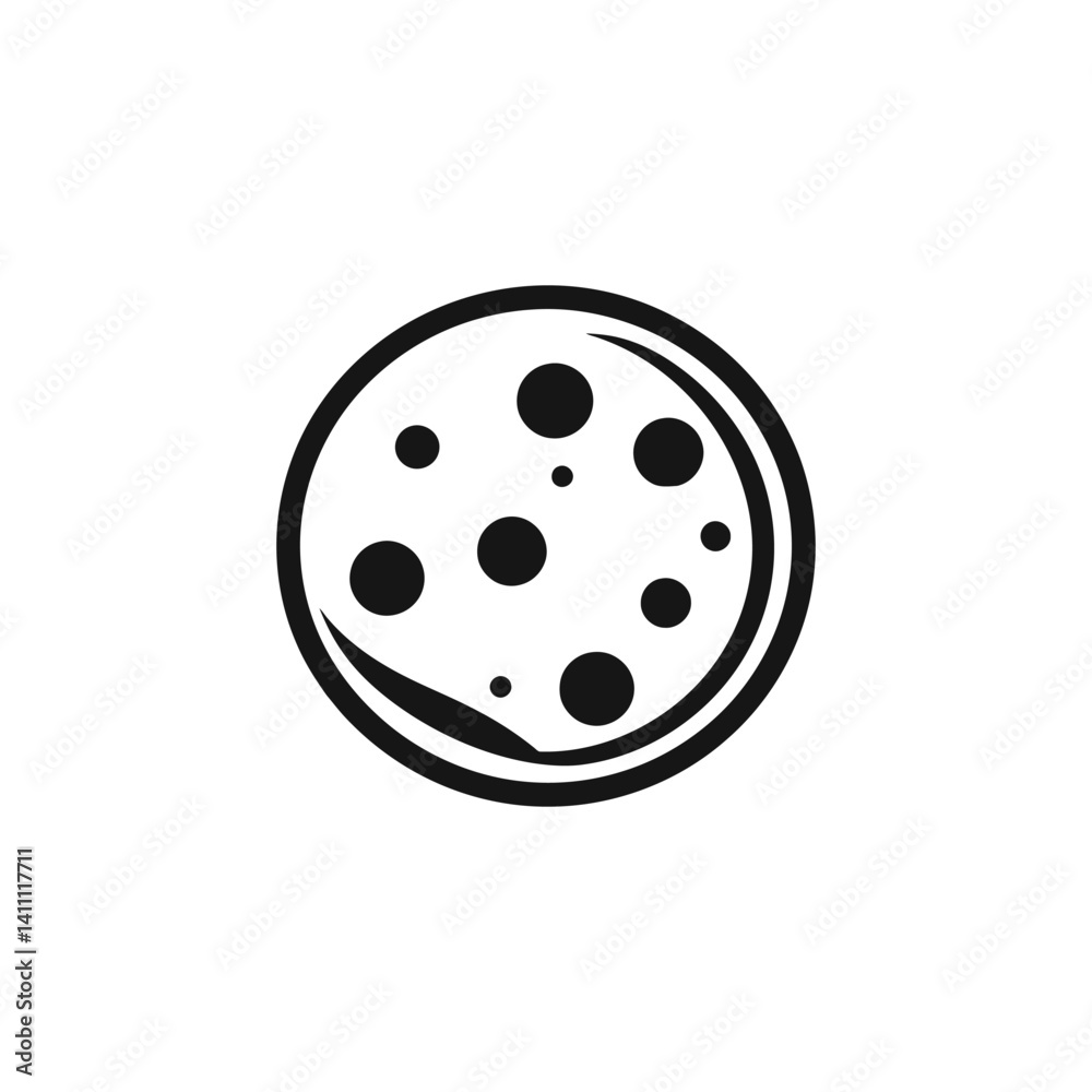 Simple Black Pizza Slice Circle with Droplets on Transparent Background Simple Black Pizza Slice Circle with Droplets on Transparent Background