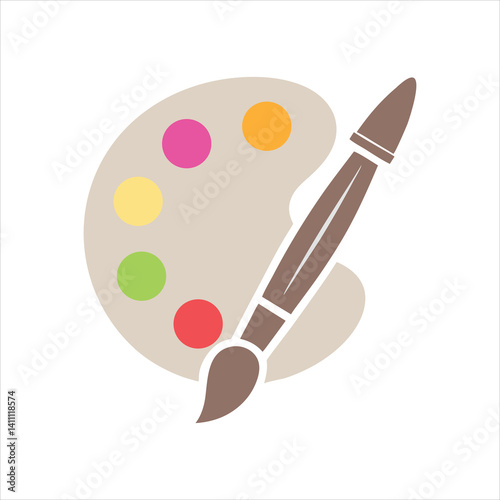 Paint brush icon in flat style. Palette vector illustration on white isolated background. Painter instrument business concept.