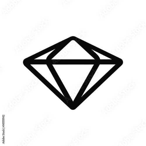 Simple Diamond Outline Design on Transparent Background