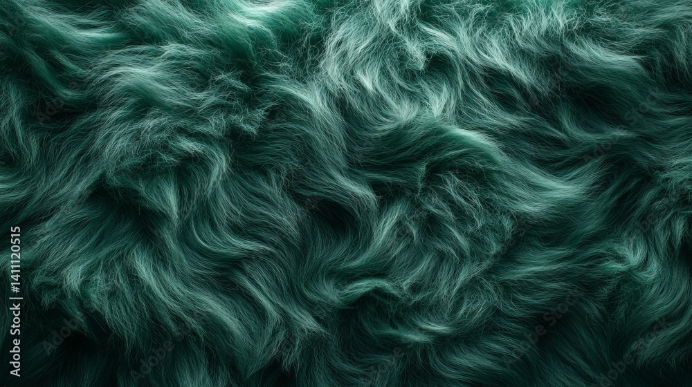 Fototapeta premium Deep Teal Fur Texture Background Swirling Fibers Soft Plush Fabric Design