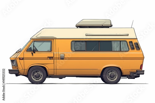 Retro Orange Camper Van for a Scenic Summer Adventure – Ideal for Road Trips and Outdoor Exploration