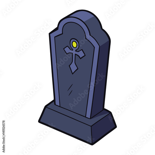 A spooky dark gravestone, perfect for Halloween, featuring eerie carvings, ghostly details, and a weathered look to create a chilling atmosphere for your haunted decor.