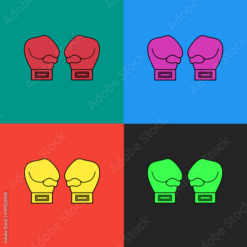 Boxing Gloves Vector Set. Icon Illustration EPS