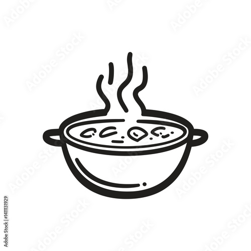 Steaming Bowl Doodle, Soup with HandDrawn Style on Transparent Background