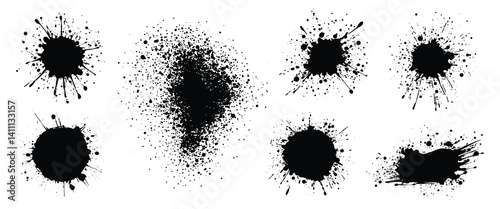 Obraz na płótnie Black ink splatter collection, isolated vector set w salonie