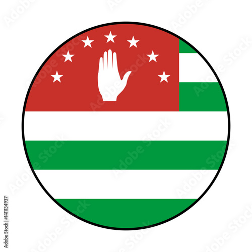 Flag of Abkhazia. Black edge. Abkhazia circle flag logo icon computer vector illustration design.