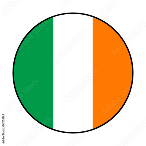 Free Download Flag of Ireland. Black loop edge. Ireland circle flag logo icon computer vector illustration design. - GFXLoad