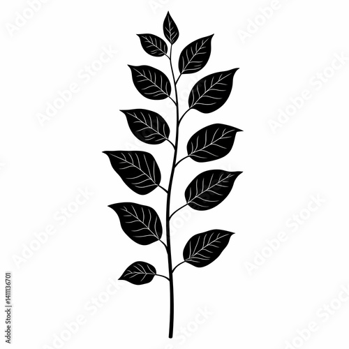 Leaf Silhouette Illustration: Vintage Botanical Design Art for Eco-Friendly Backgrounds