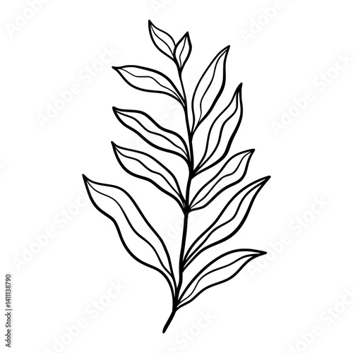 Cute line art leaf icon illustration